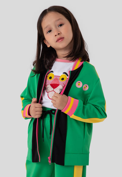 Pink Panther Color Block Bomber Jacket