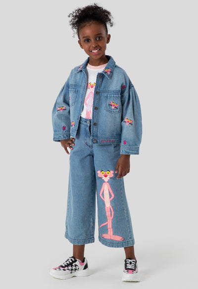 Pink Panther Zipper Pockets Denim Pants