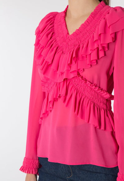 Fuchsia Frilled Blouse