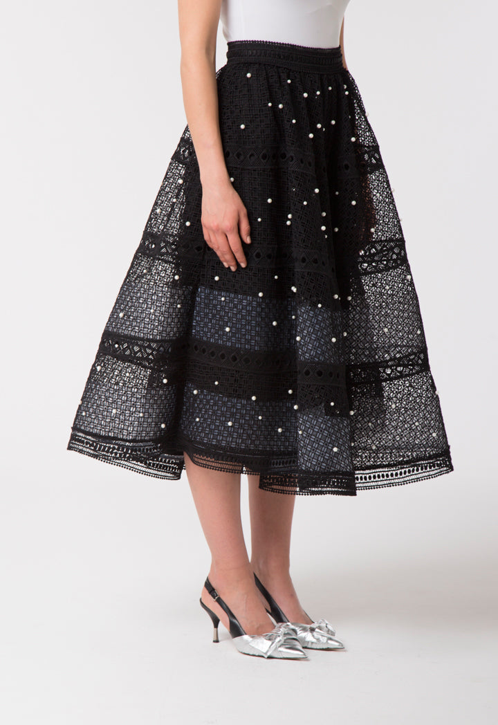 Pearl Studded Schiffli Skirt