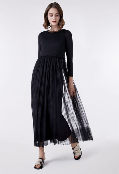 Black Mesh Tulle Sleeveless Outer Dress