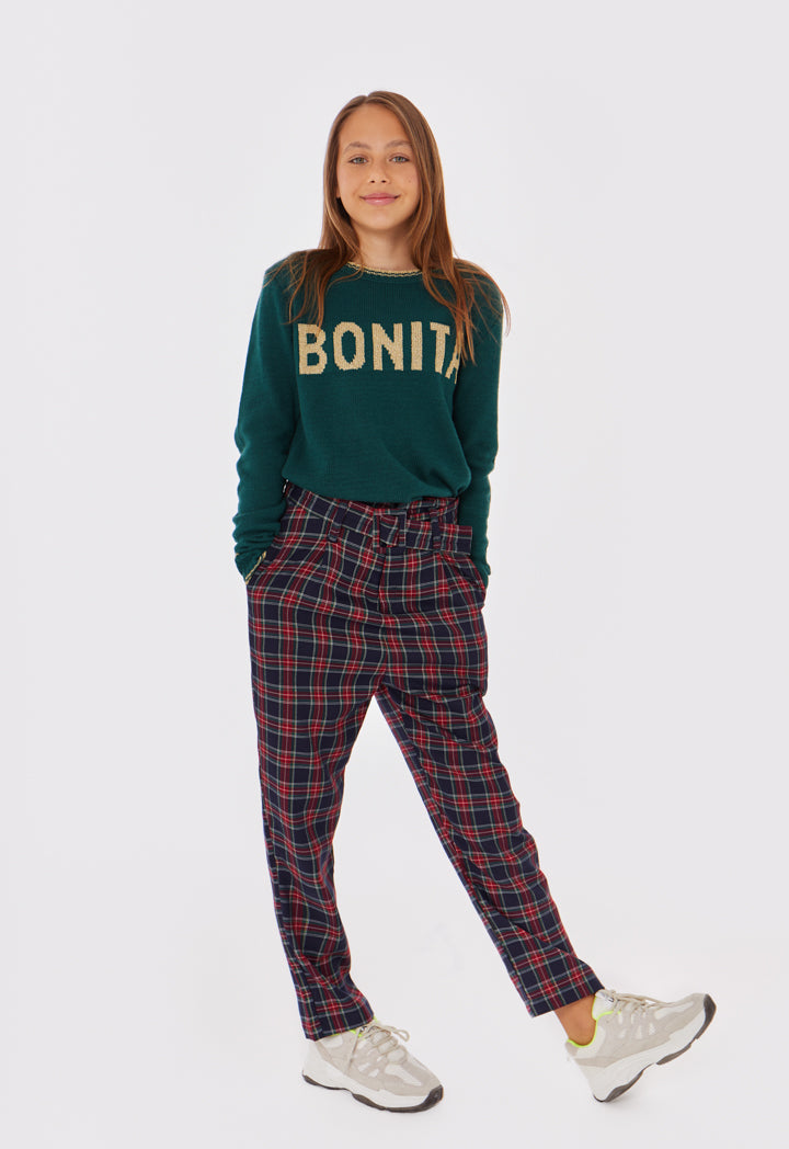 Plaid Paper Bag Waist Trouser