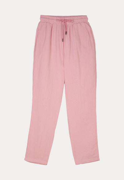 Drawstring Waist Solid Linen Pants