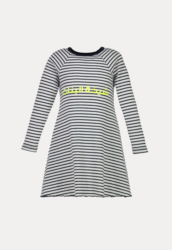 Striped Raglan Sleeve Ribbed Dress