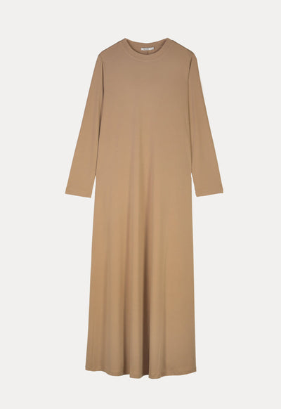 Solid Crew Neck Maxi Dress