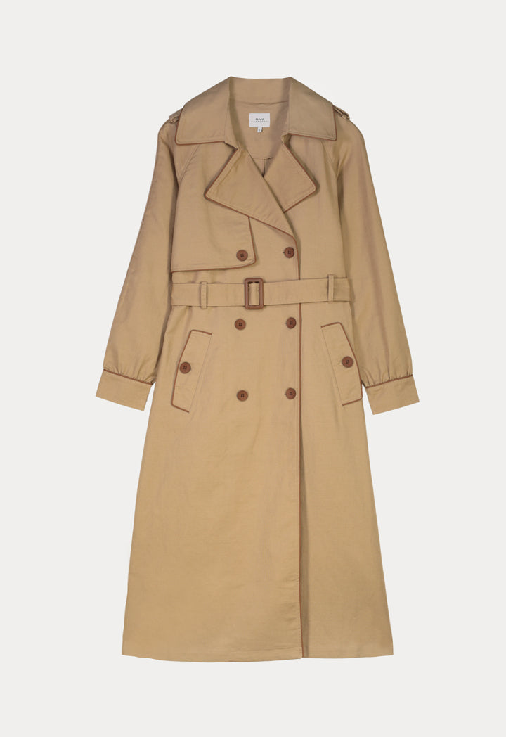 Double Breasted Solid Trench Coat