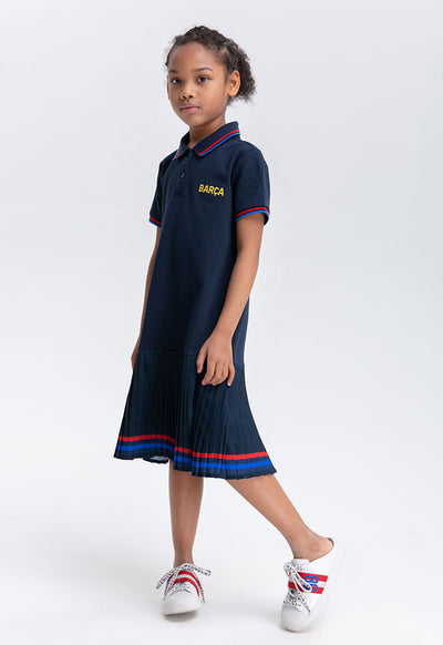 Barcelona Mixed Fabric Pleated Dress