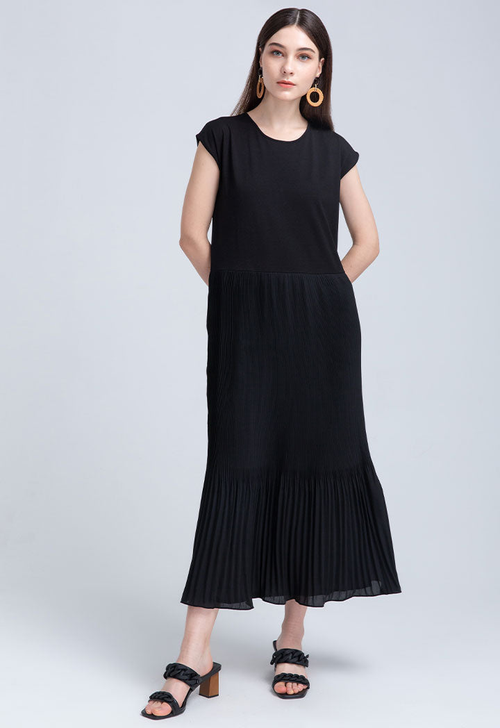 Pleated Hem Sleeveless Dress