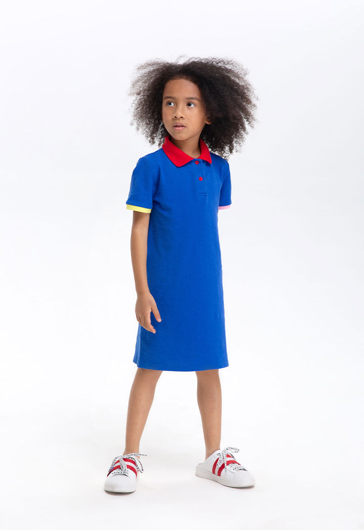 Contrast Collar Pique Dress