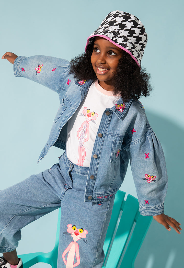 Pink Panther Embroidered Denim Jacket