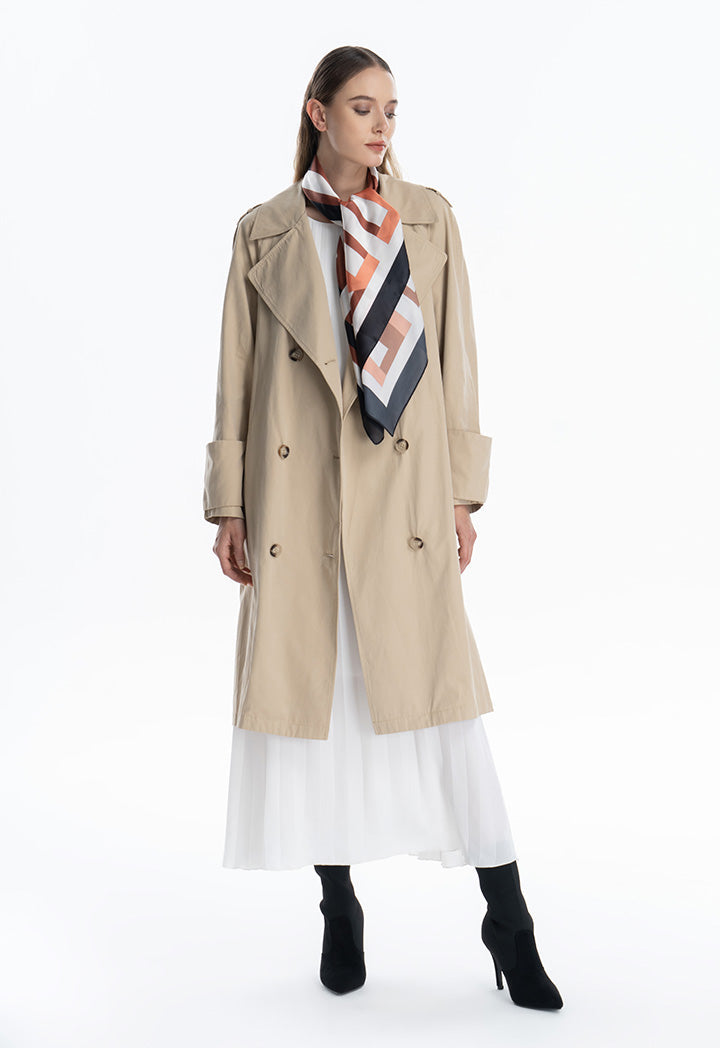 Solid Double Breast Winter Trench Coat