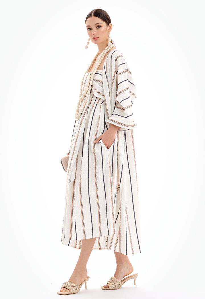 Open Front Striped Maxi Kimono - Ramadan Style