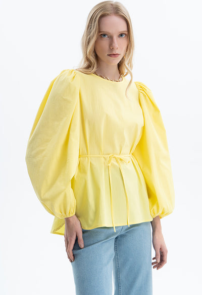 Rounded Hem Single Tone Blouse