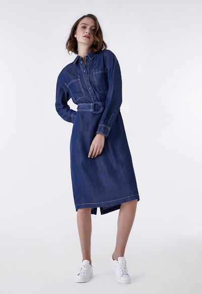 Dark Denim Belted Shirt Dress