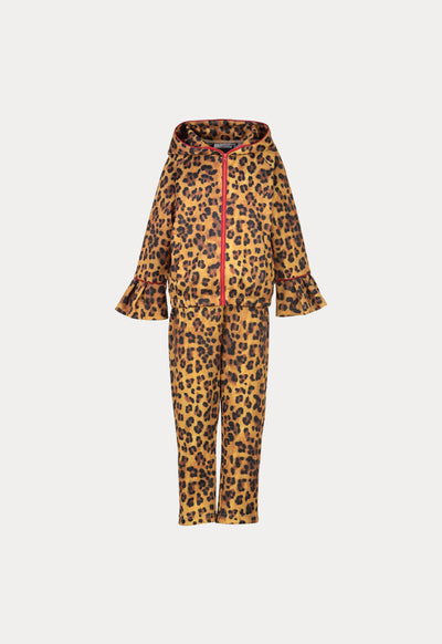 Mini Me Leopard Print Hoodie Jacket And Pants Set