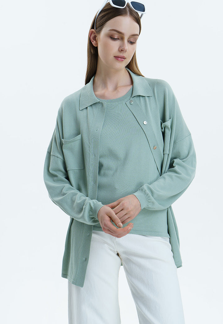 Oversize Solid Soft Knitted Blouse