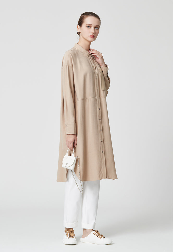 Rounded Hem Soft Tencel Shirt Dress