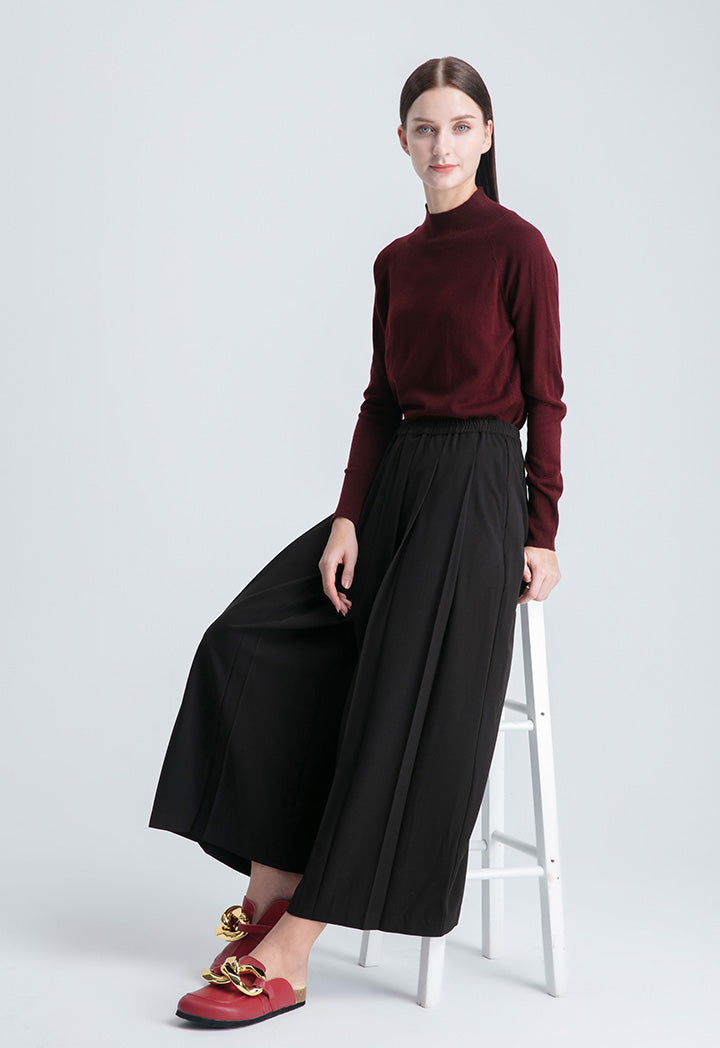 Wide Hem Fold Solid Trouser