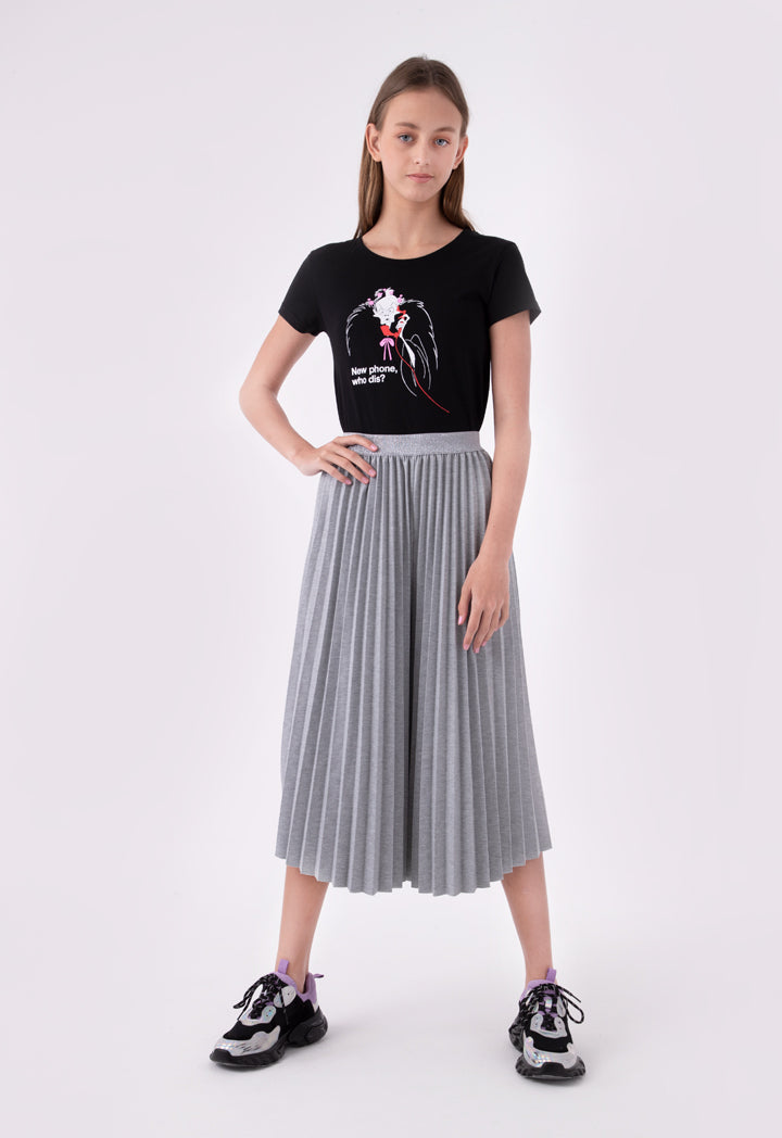 Lurex Elastic Waist Pleated Culottes Trouser