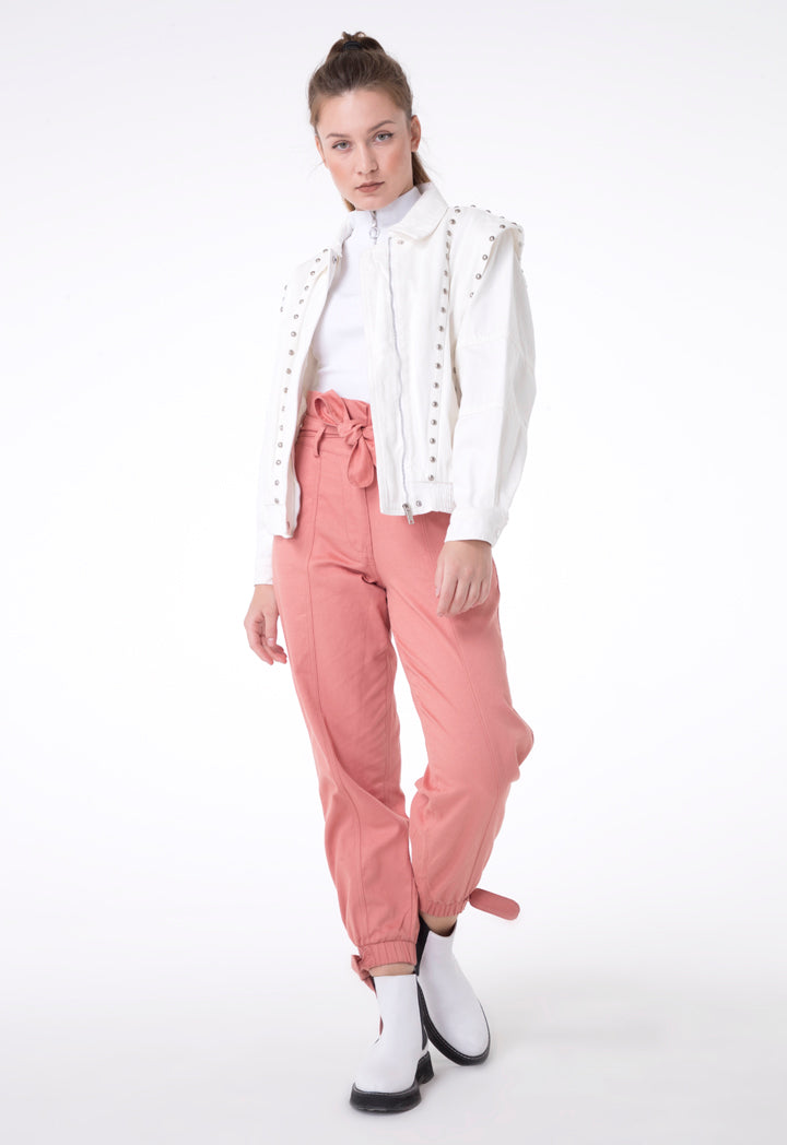 Solo Colored Seamed Tie Trouser