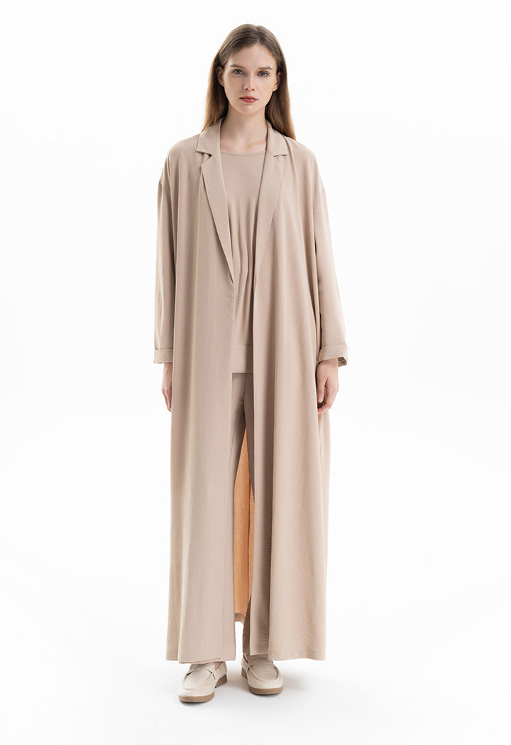 Notched Solid Open Maxi Abaya