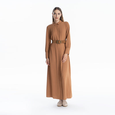 Collared Solid Maxi Dress