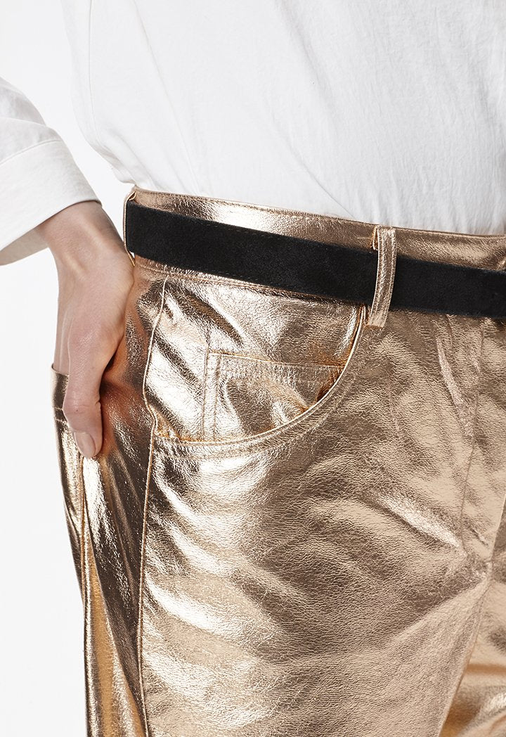 Metallic Coated Pants - Fresqa