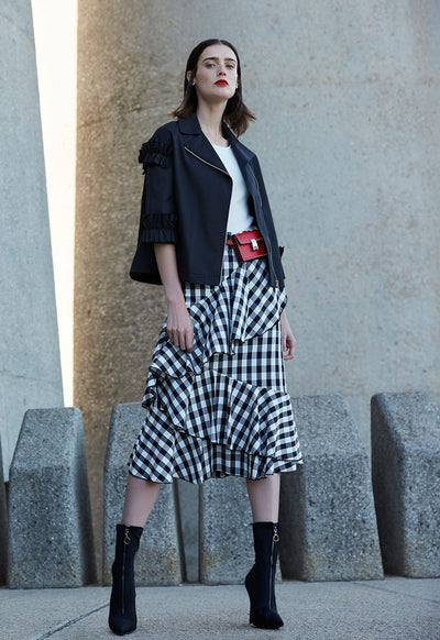 Checkered Ruffle Skirt