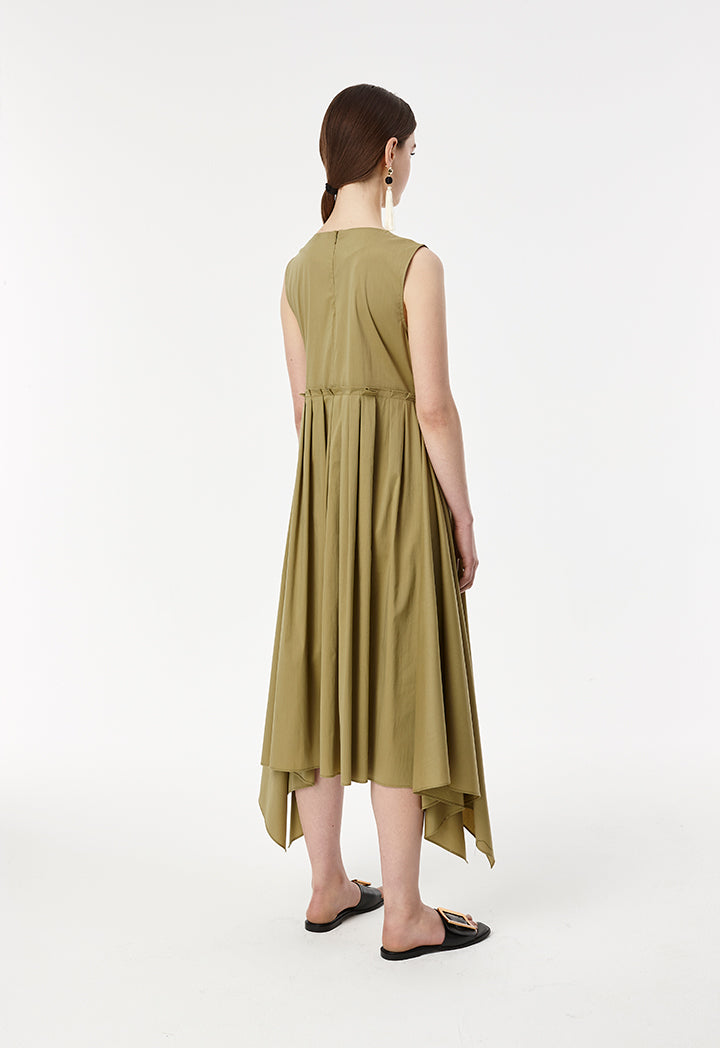 Pleated Poplin Dress