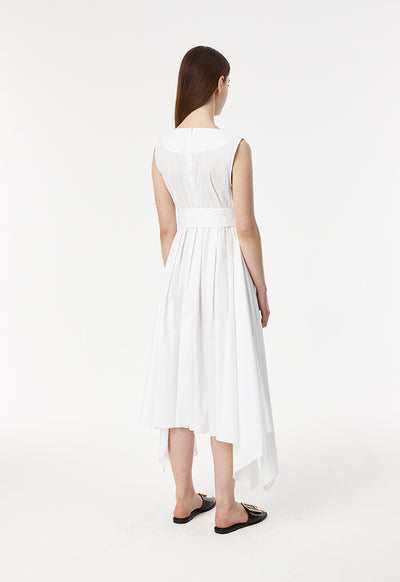 Pleated Poplin Dress