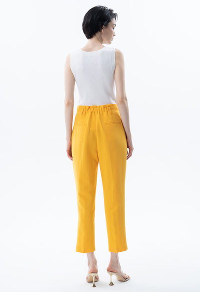 Solid Trouser With Pleated Waist