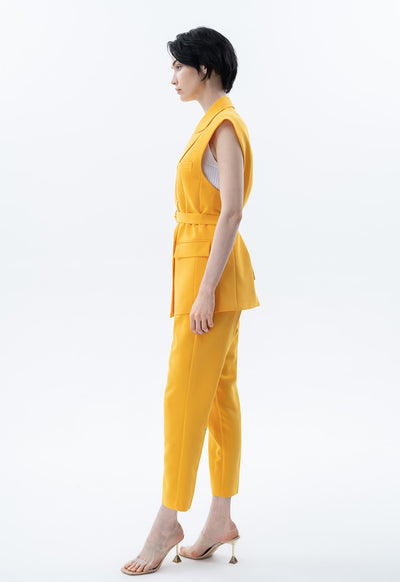 Solid Trouser With Pleated Waist