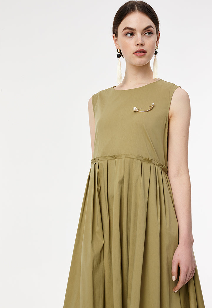 Pleated Poplin Dress