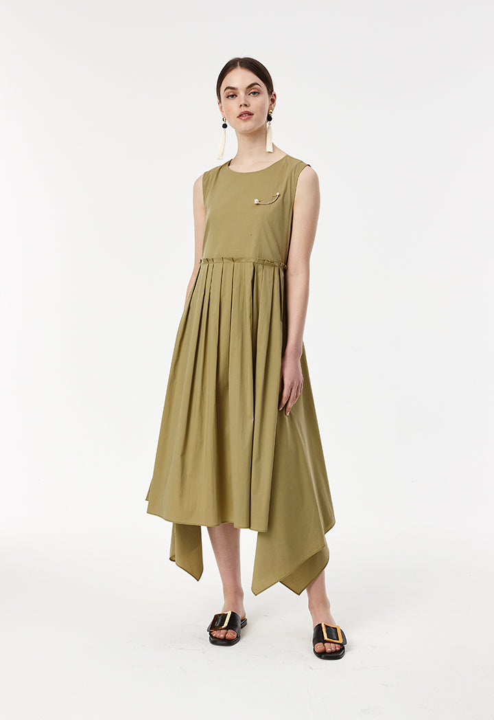 Pleated Poplin Dress