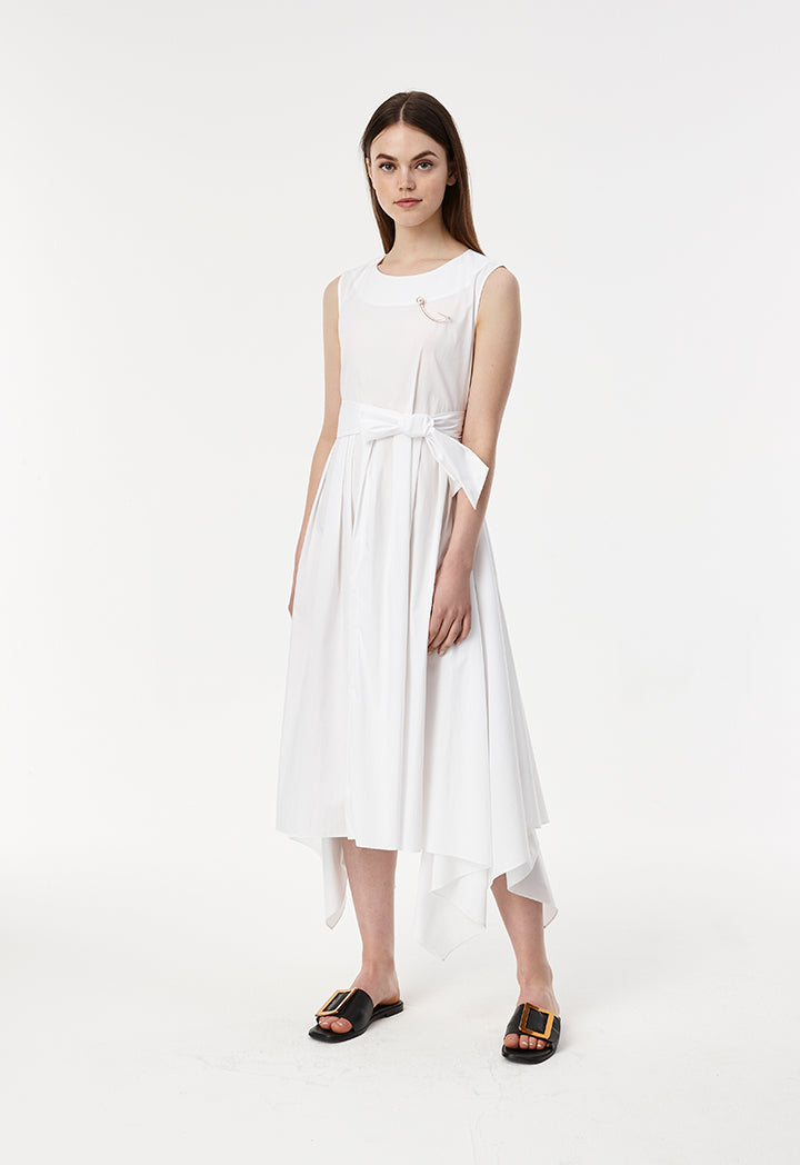 Pleated Poplin Dress