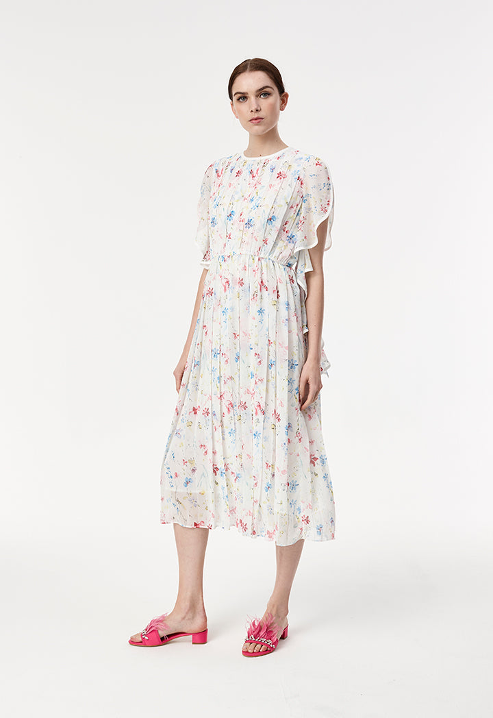 Watercolor Pleated Dress