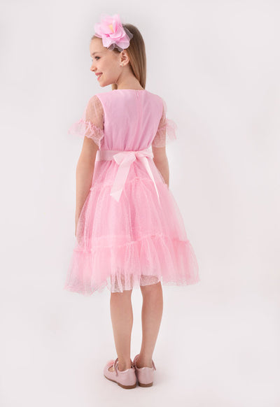 Tulle Overlay A-Line Dress