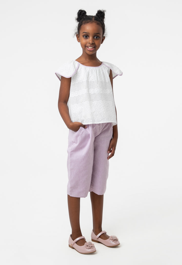 Textured Lurex Frill Blouse And Short Pants Set