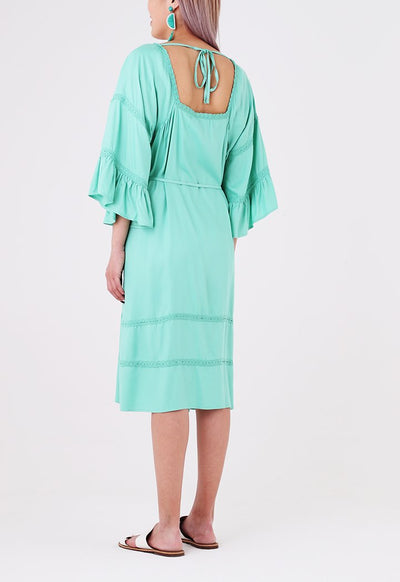 Crochet Trim Square Neck Dress
