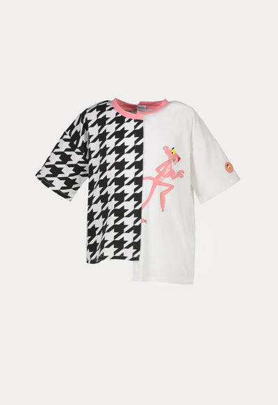 Pink Panther Houndstooth Print T-Shirt