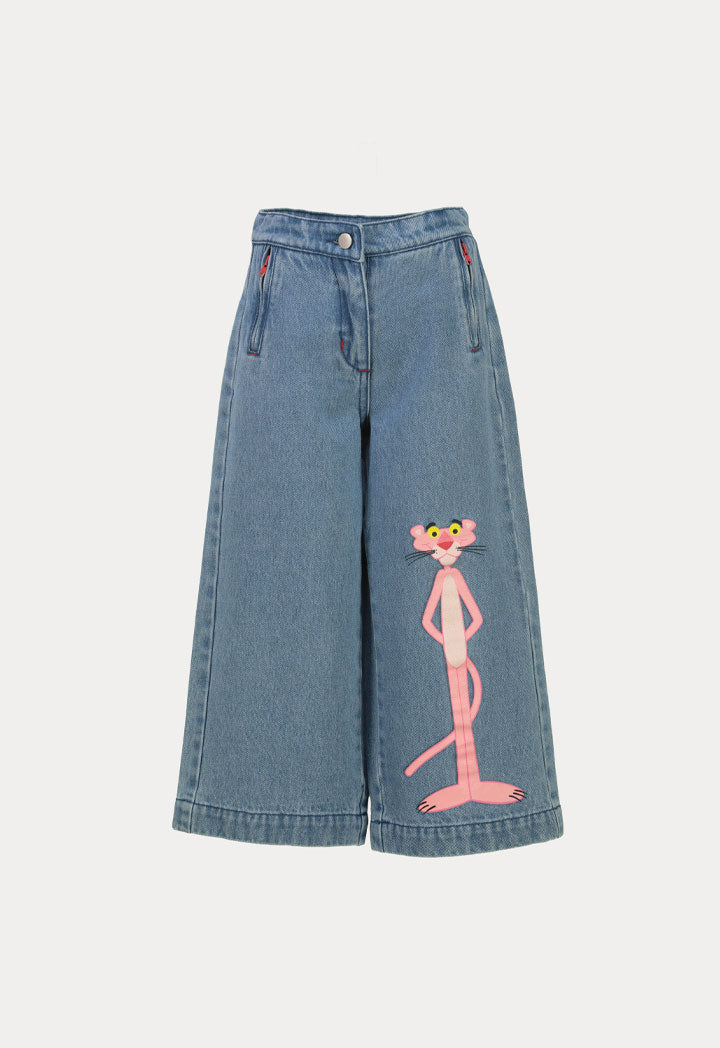 Pink Panther Zipper Pockets Denim Pants