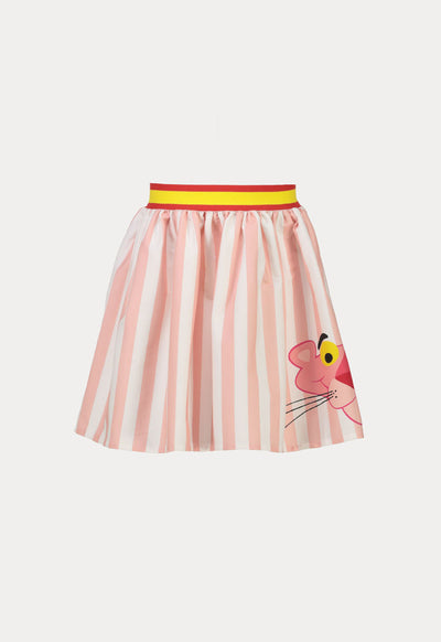 Pink Panther Exposed Elastic Waist Striped Skirt