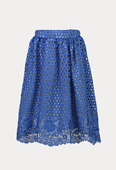 Lace Guipure Geometric Blouse And Skirt Set