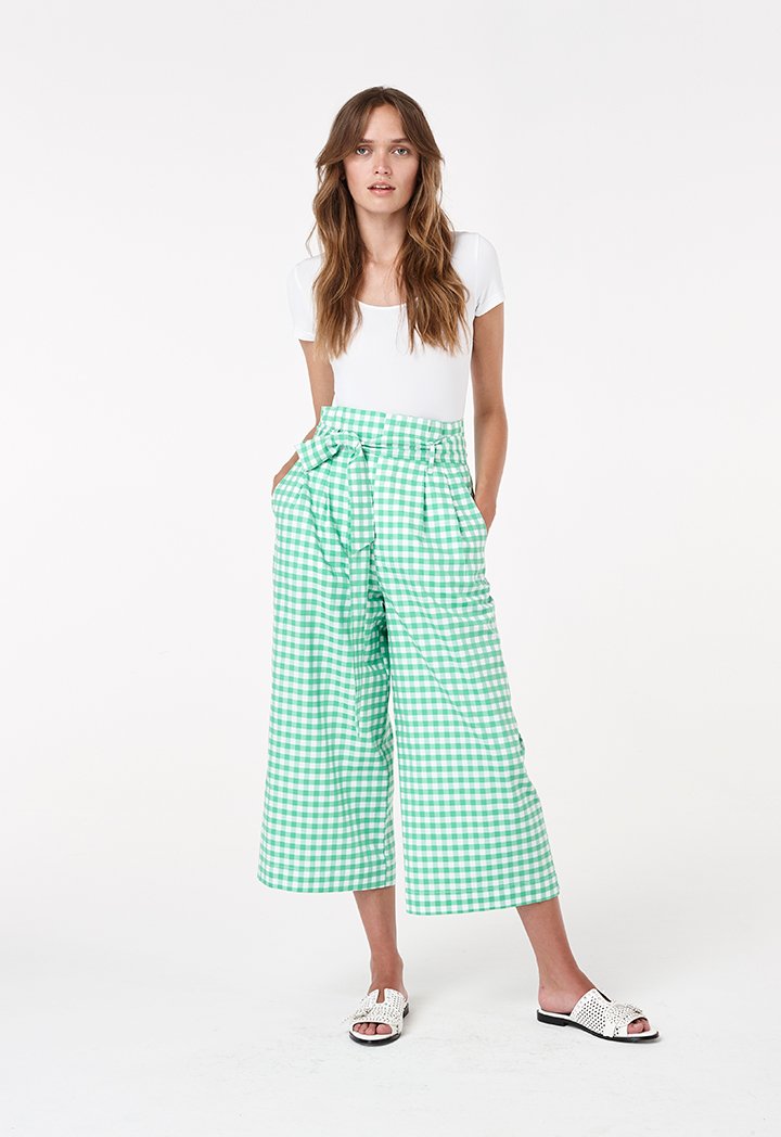 Checkered Self-Tie Culottes