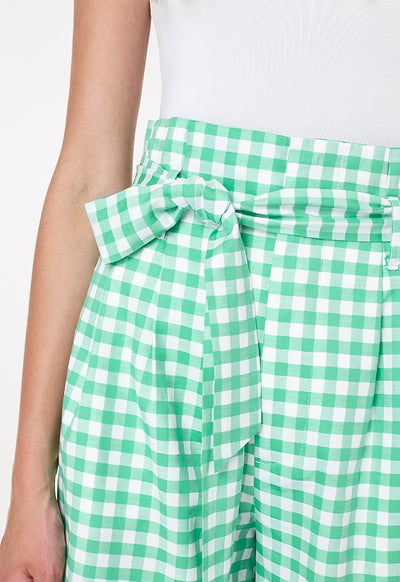 Checkered Self-Tie Culottes