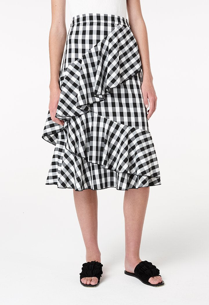 Checkered Ruffle Skirt