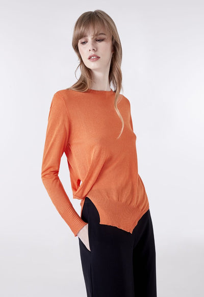 Orange Long Sleeve Knit Top