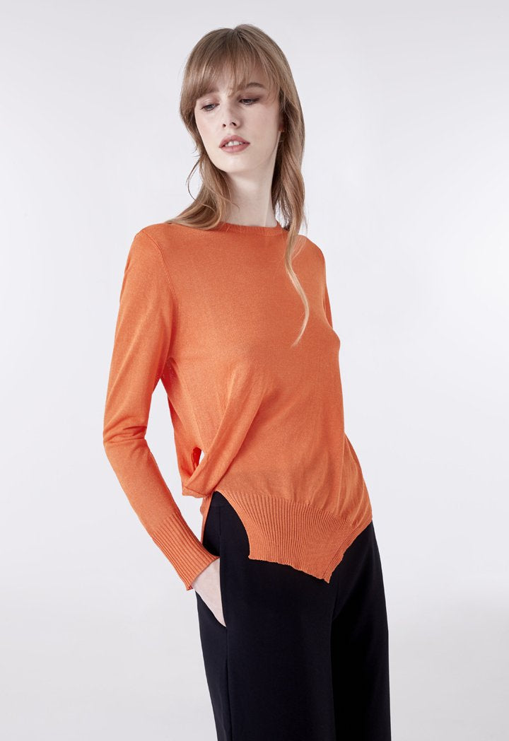 Orange Long Sleeve Knit Top