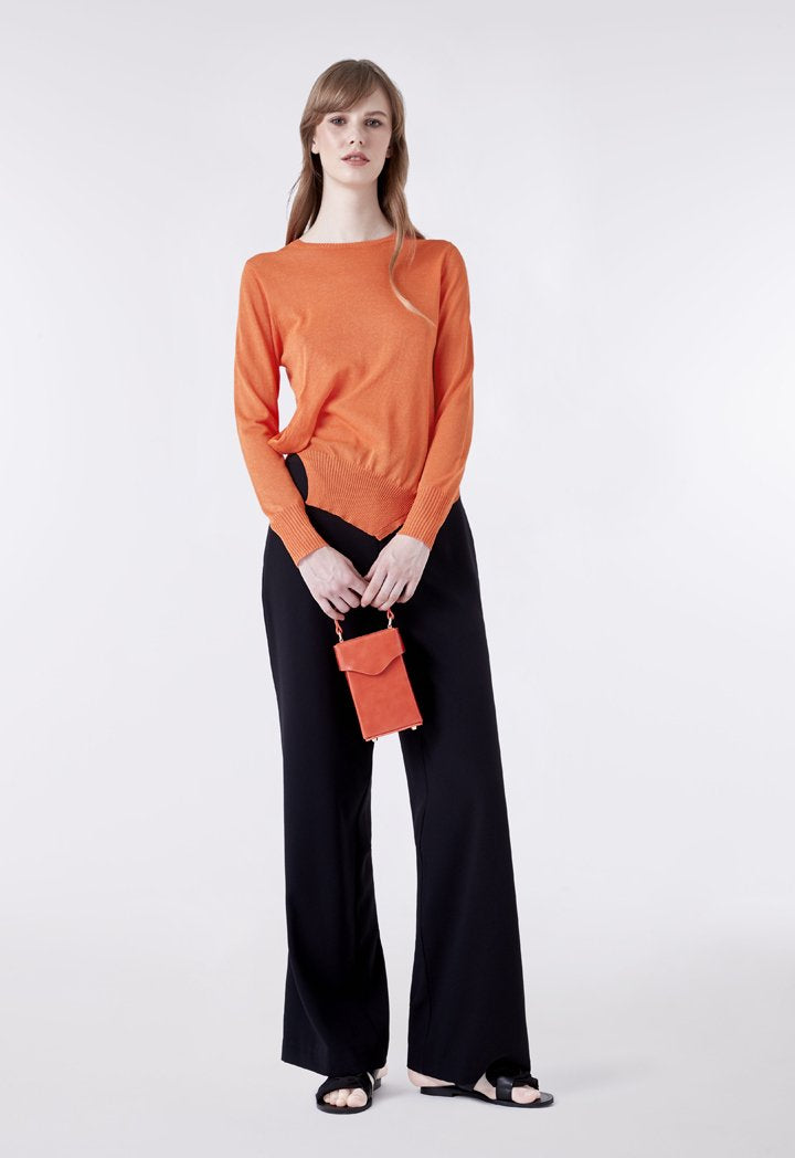 Orange Long Sleeve Knit Top