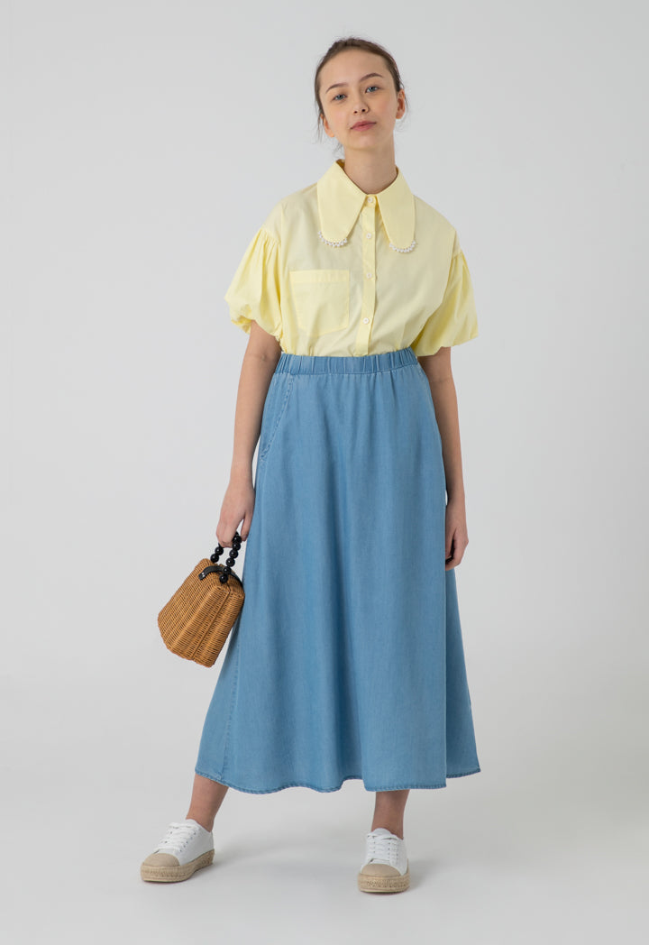 Maxi Denim Tencel Easy Pull On Skirt